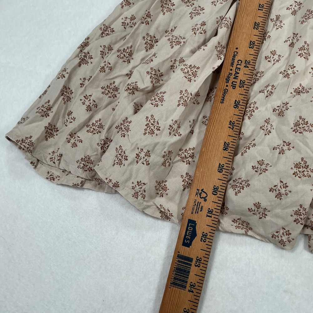 Patrons of Peace Floral Babydoll Dress XS Tan Brown Ruffle Tie Strap J2033F58 - Picture 2 of 6